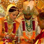 Abhishek Bachchan and Aishwarya Rai exchanging wedding vows
